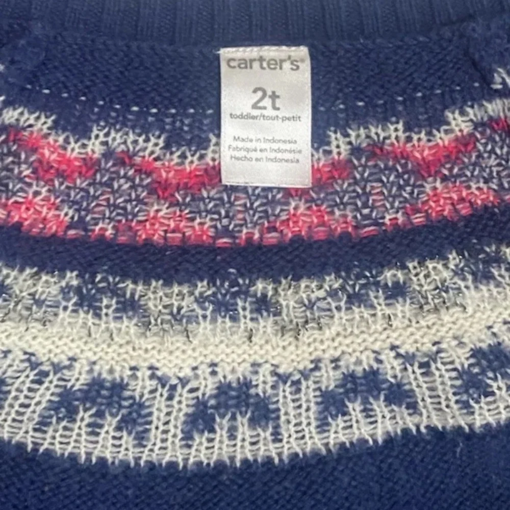 Carters Girls 2T Navy Blue Fair Isle Cardigan & 18-24m Floral Old Navy Skirt Lot - Picture 7 of 11